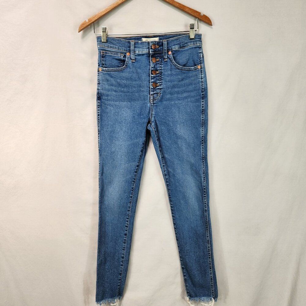 Madewell 10" High Rise Skinny Jeans Womens 27 Raw Hem Button Fly Ankle Denim